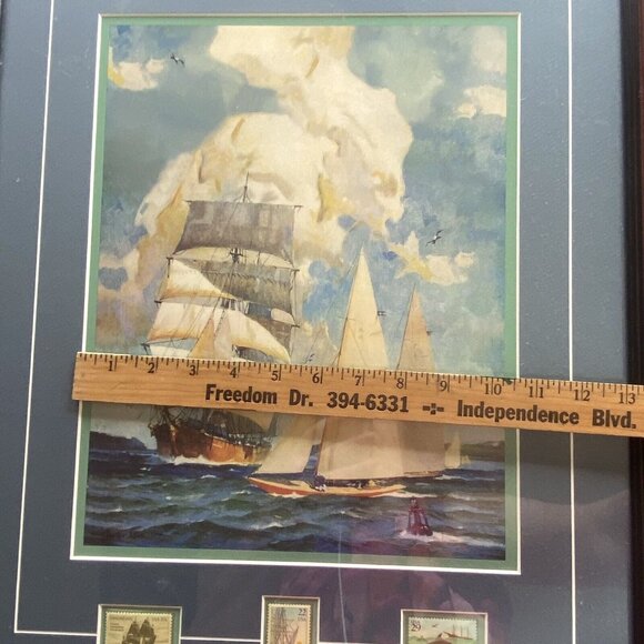 Anton Otto Fischer Framed‎ Art Print Harbor Harmony Commemorative Stamps 18x22 - Picture 14 of 16